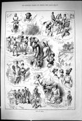 Old Antique Print 1882 Life Simla Jampan Bungalow Missionary Tennis Sport 19th