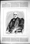 Original Old Antique Print 1882 Portrait Auber Man Sitting Chair 19th