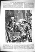 Original Old Antique Print 1882 Ugly Valentine Men Letter Romance Smoking Pipe