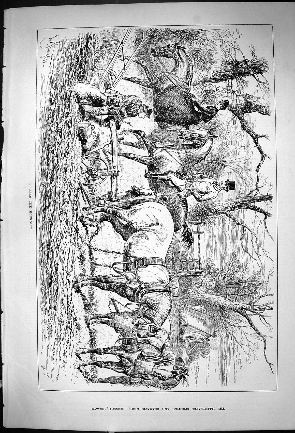 Old 1882 Farming Agriculture Horses Plough Hunting Huntsmen Sport Swa Victorian
