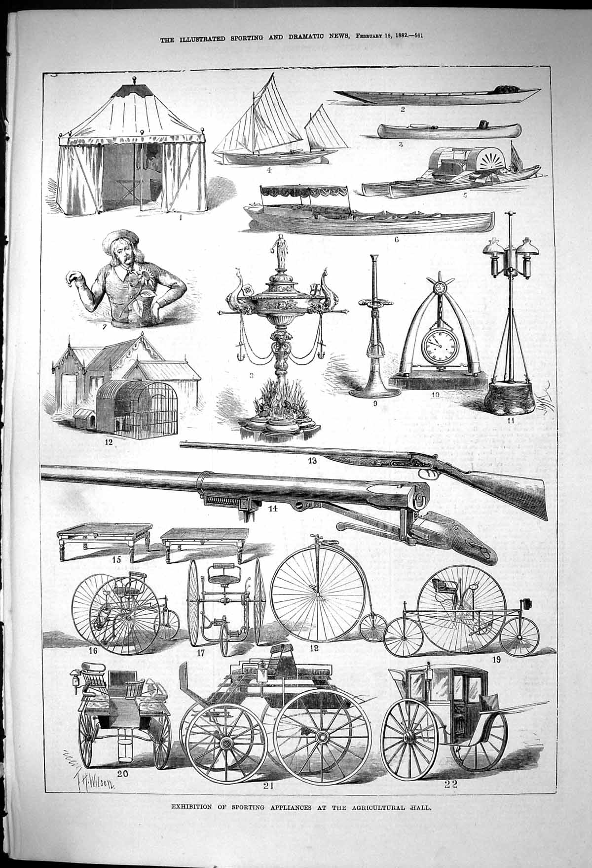 Old 1882 Exhibition Sporting Appliances Agricultural Hall Implements Victorian