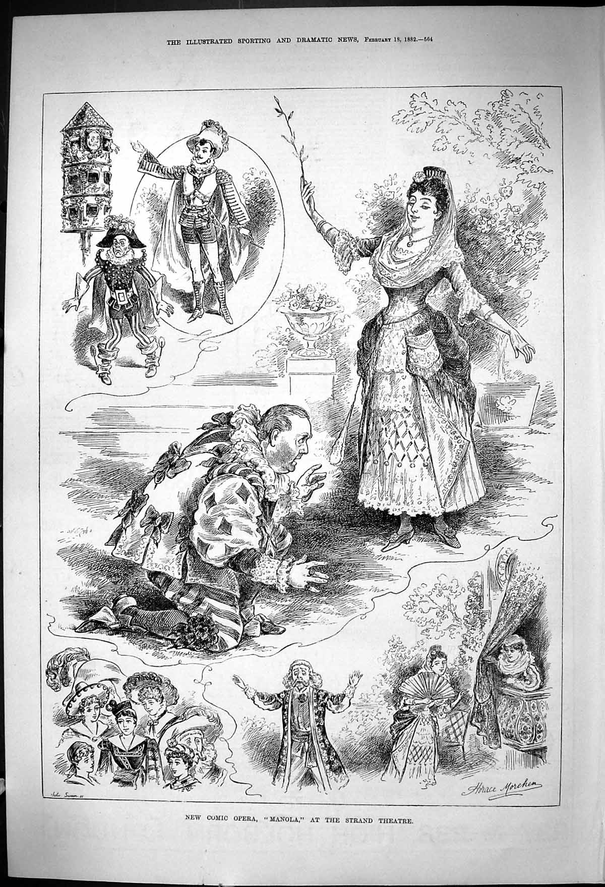 Old 1882 Comic Opera Manola Strand Theatre Actors Entertainment John Victorian