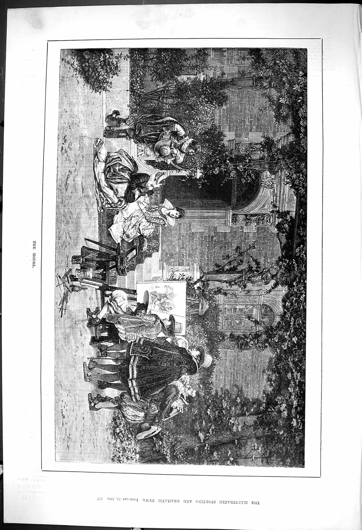 Antique Old Print 1882 Model Art Painting Artist Mansion House Architecture