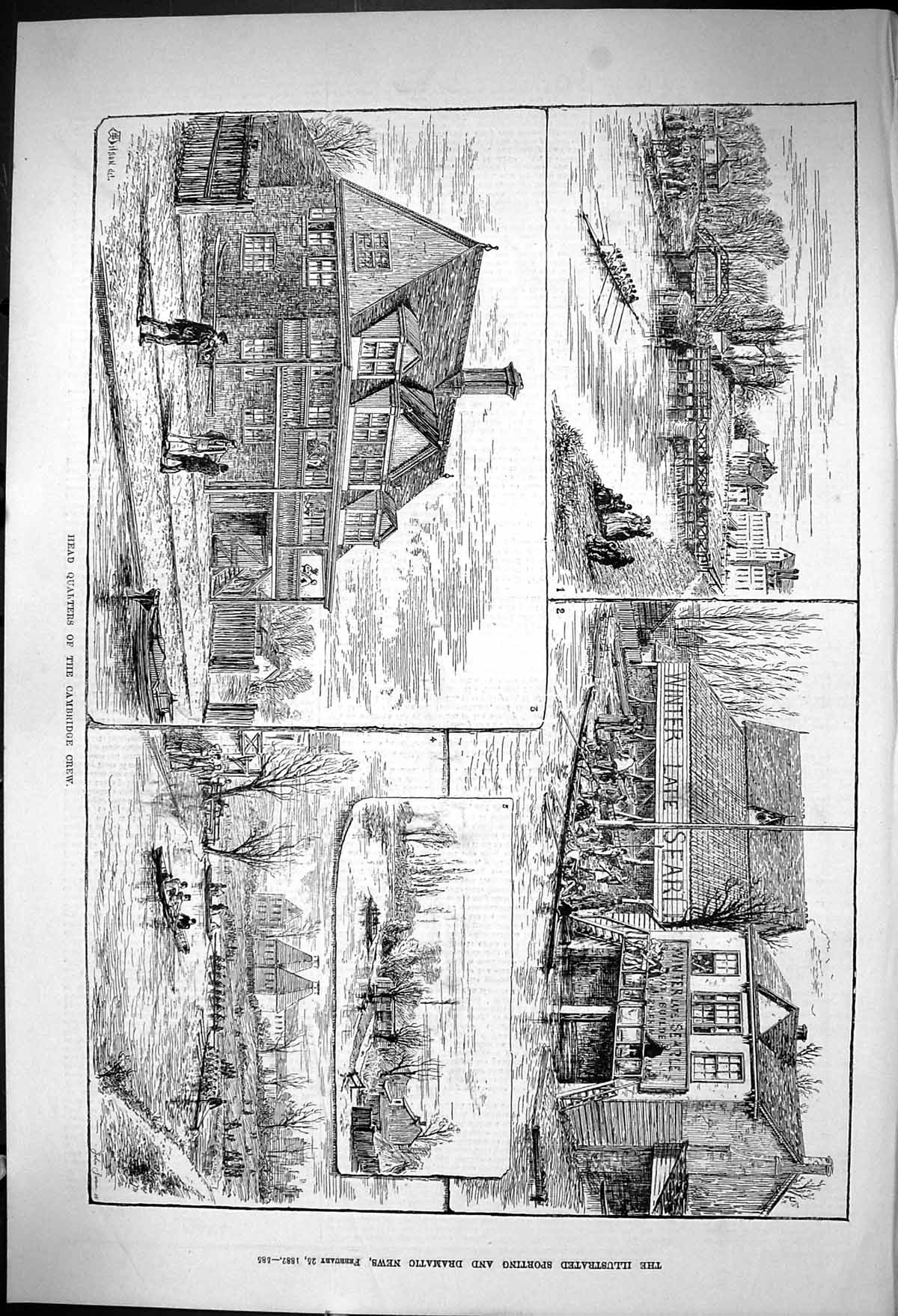 Old 1882 Head Quarters Cambridge University Crew Boat Race Winter Lat Victorian