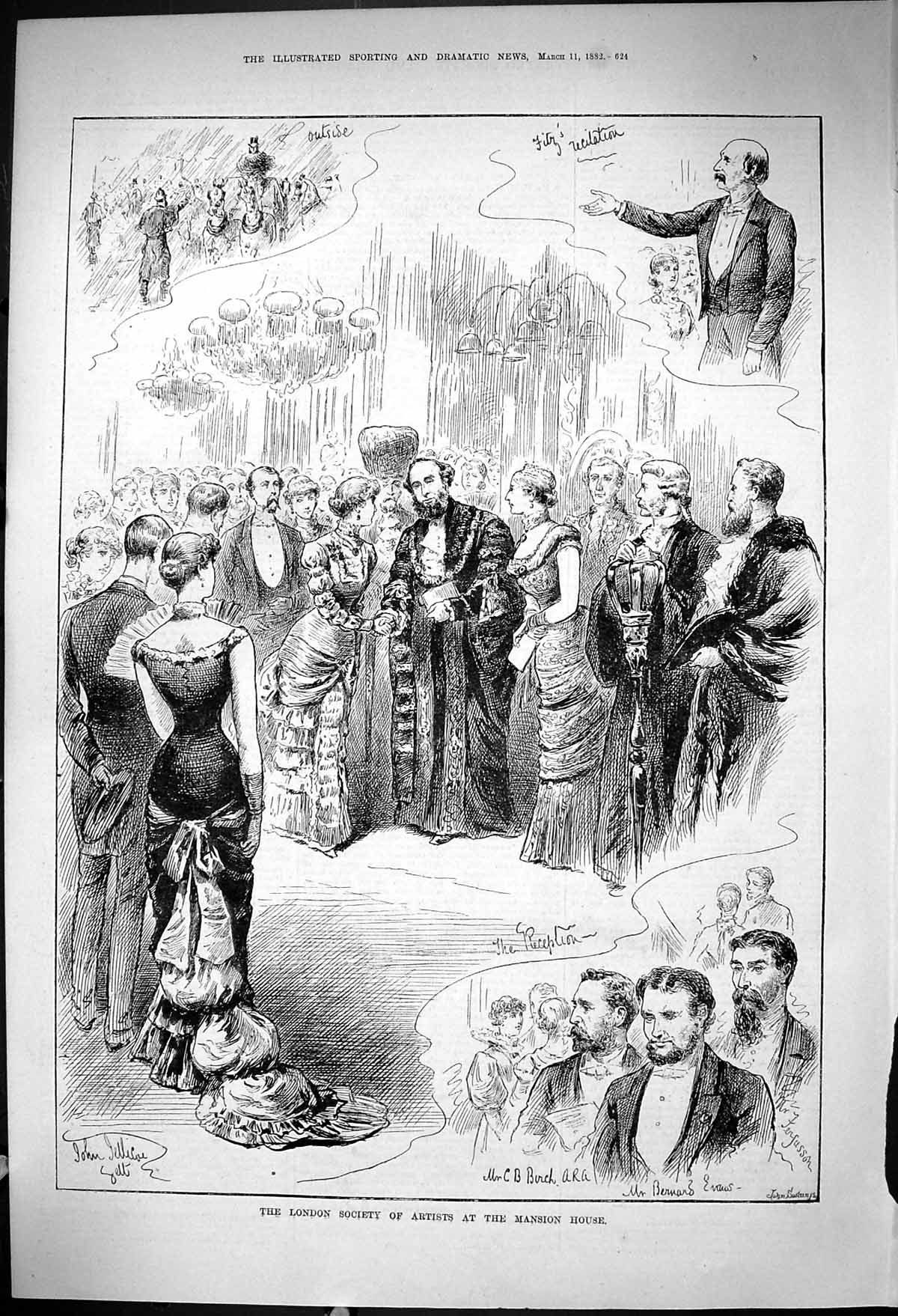 Old 1882 London Society Artists Mansion House Fergusson Evans Burch J Victorian