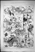 Old 1882 Notes Month March Spring Painting Windy Umbrella Watering Ca Victorian