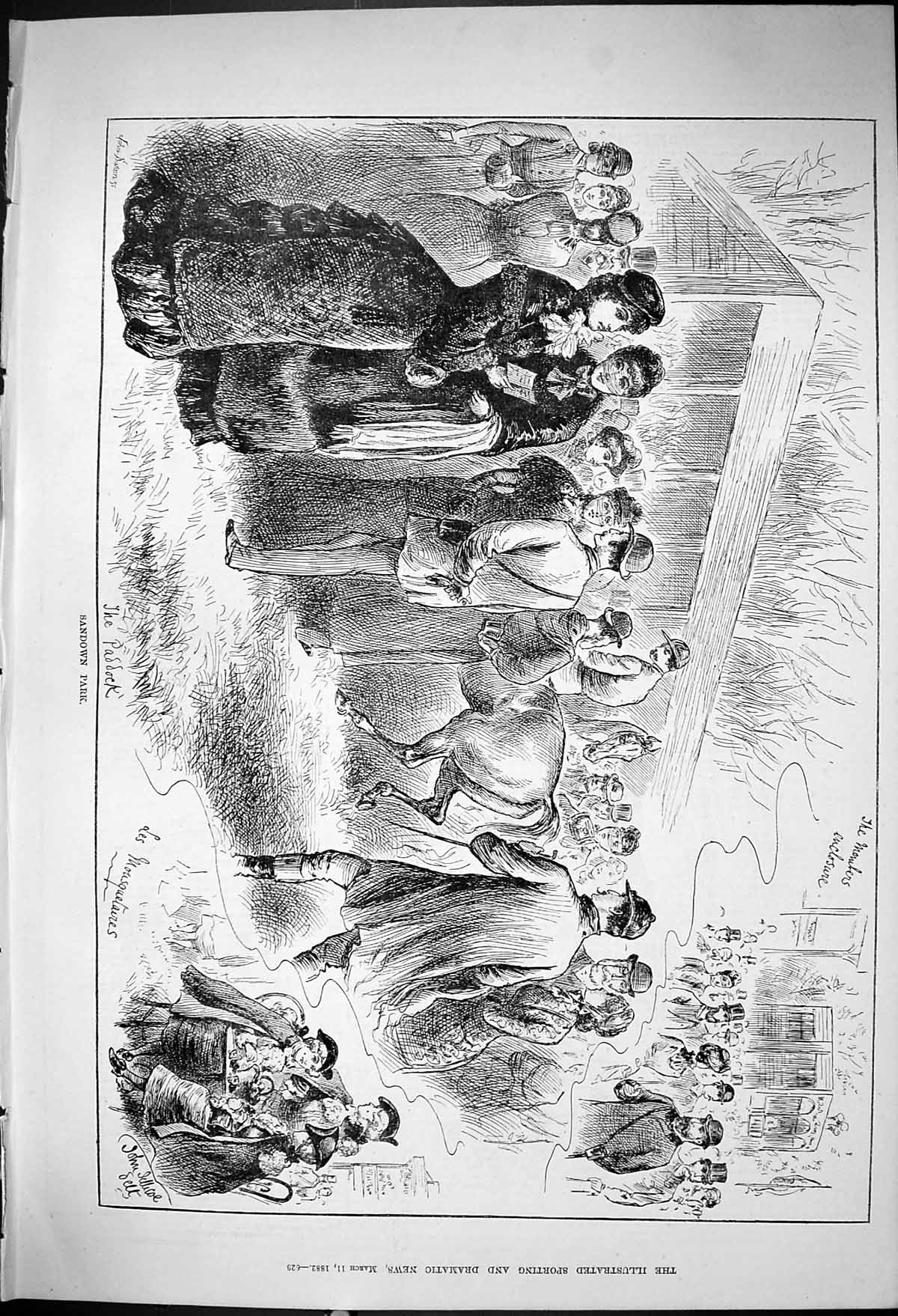 Old 1882 Sandown Park Horse Racing Members Enclosure Sport John Swain Victorian
