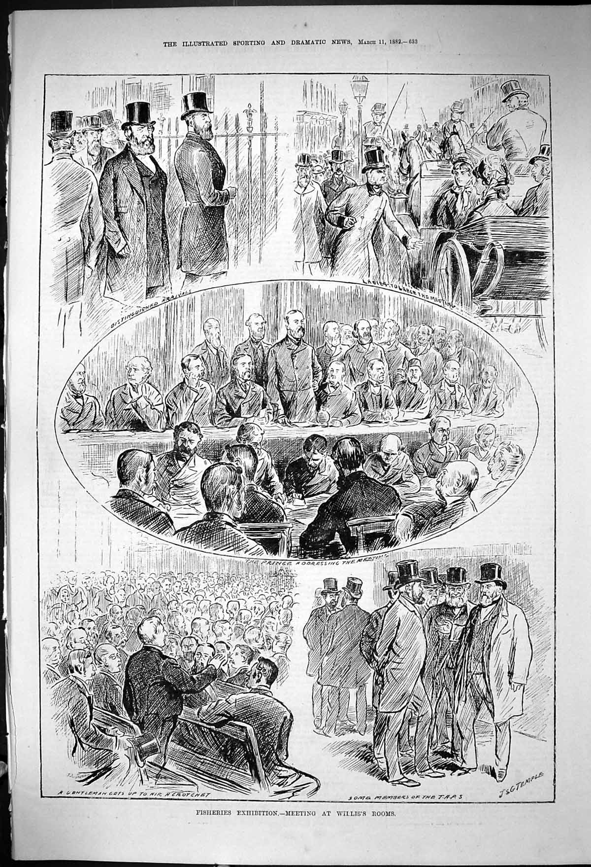 Old 1882 Fisheries Exhibition Meeting Willis'S Rooms Prince Wales Tem Victorian