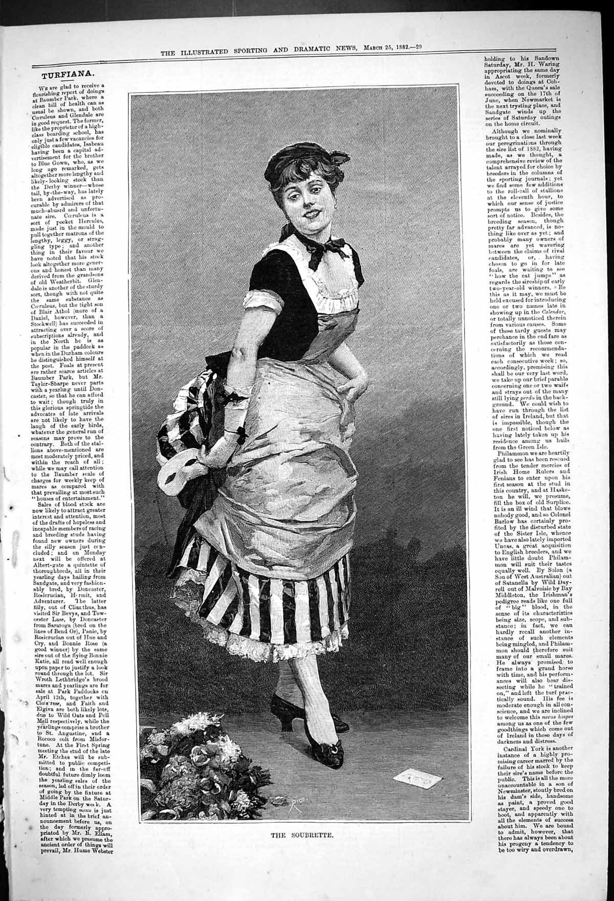 Original Old Antique Print 1882 Portrait Beautiful Woman Soubrette Victorian