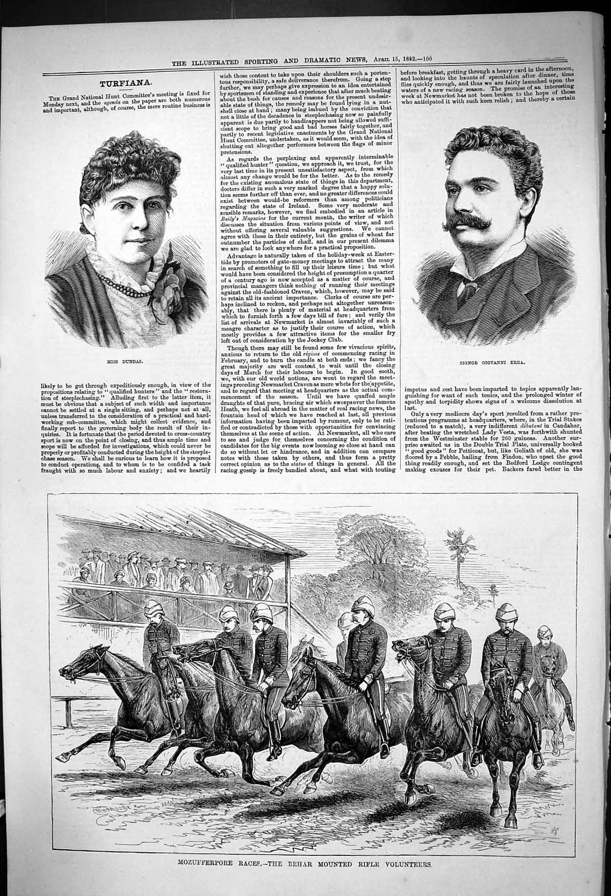 Old Portrait Miss Dundas Signor Giovanni Erba 1882 Mozufferpore Horse Victorian