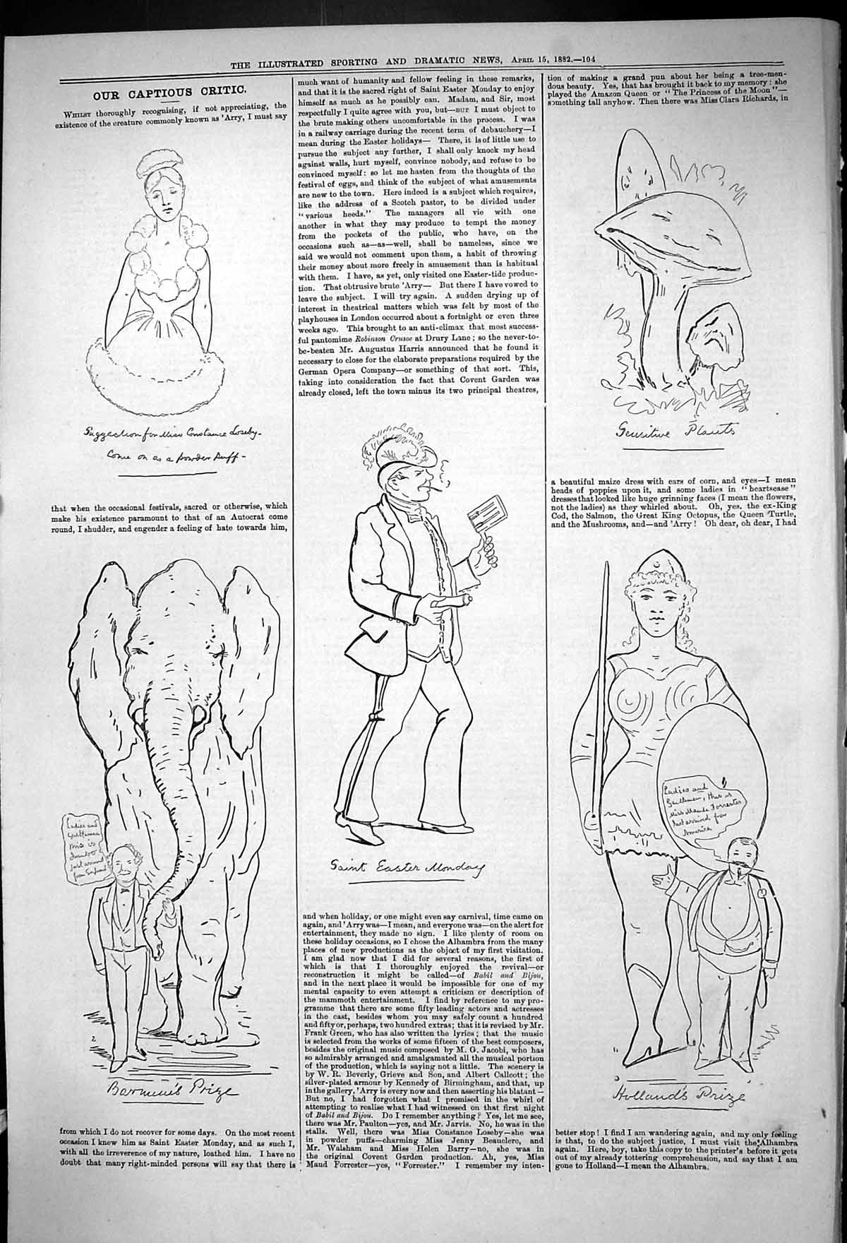 Old Theatre Captious Critic Saint Easter Monday Holland'S Prize 1882 Victorian