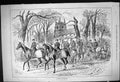 Original Old Antique Print 1882 Passing Review Horses Hunting Church Scene 19th