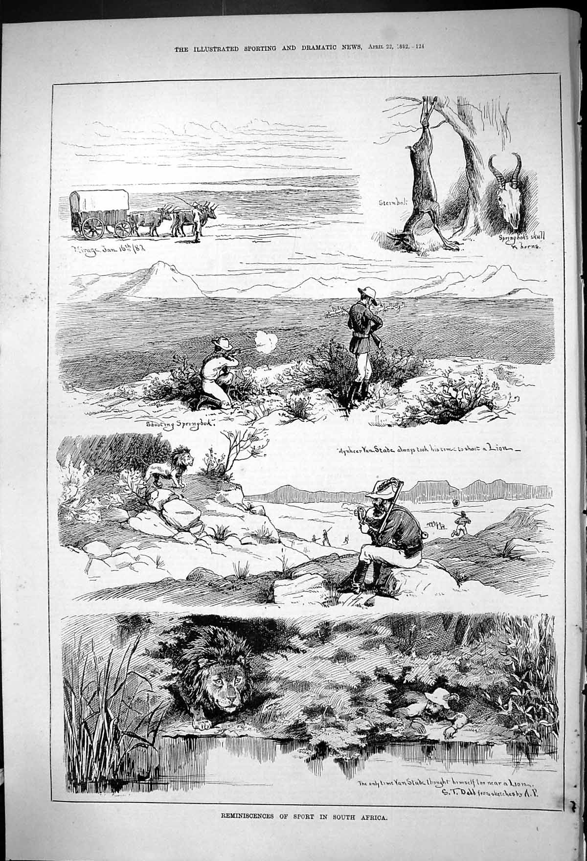 Old 1882 Reminiscences Sport South Africa Hunting Springbok Van Stade Victorian