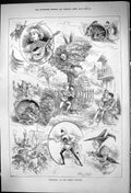 Original Old Antique Print 1882 Boccaccio Comedy Theatre Actors Music Romance