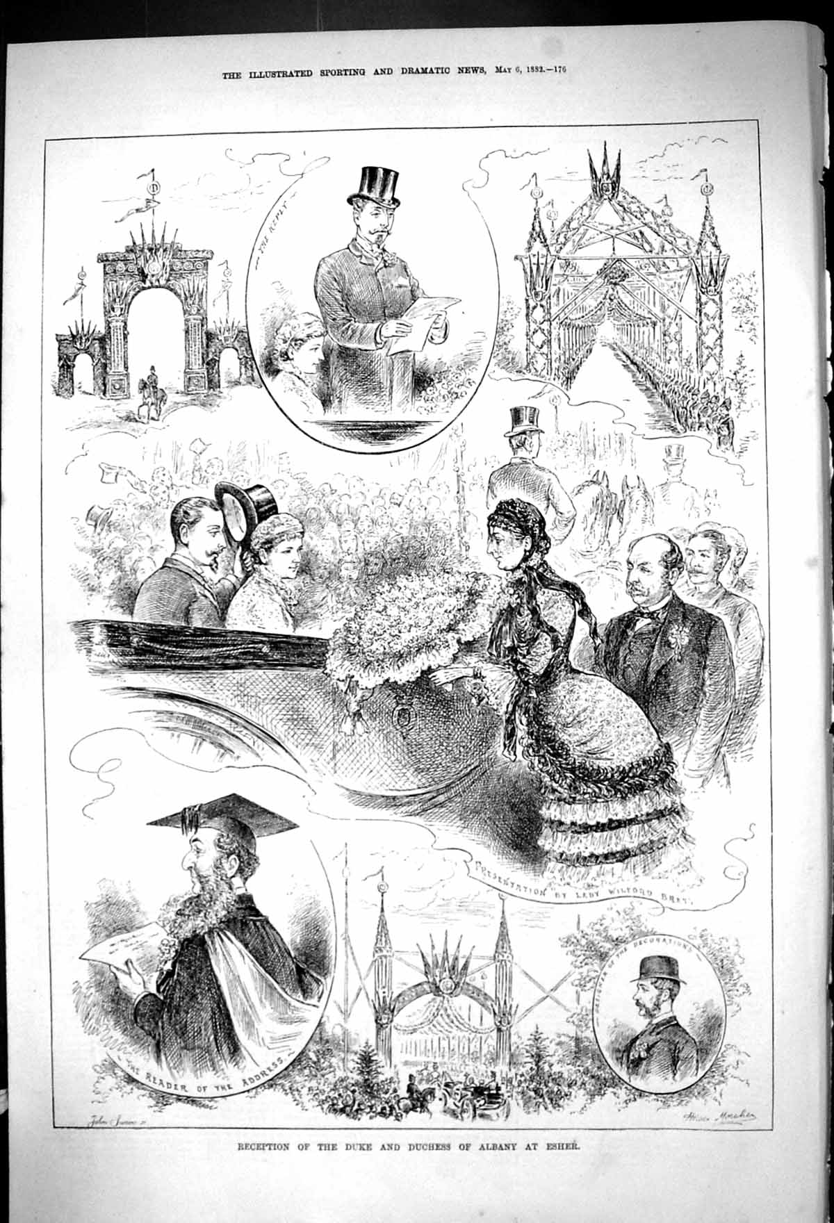 Old 1882 Reception Duke Duchess Albany Esher Presentation Lady Wilfor Victorian