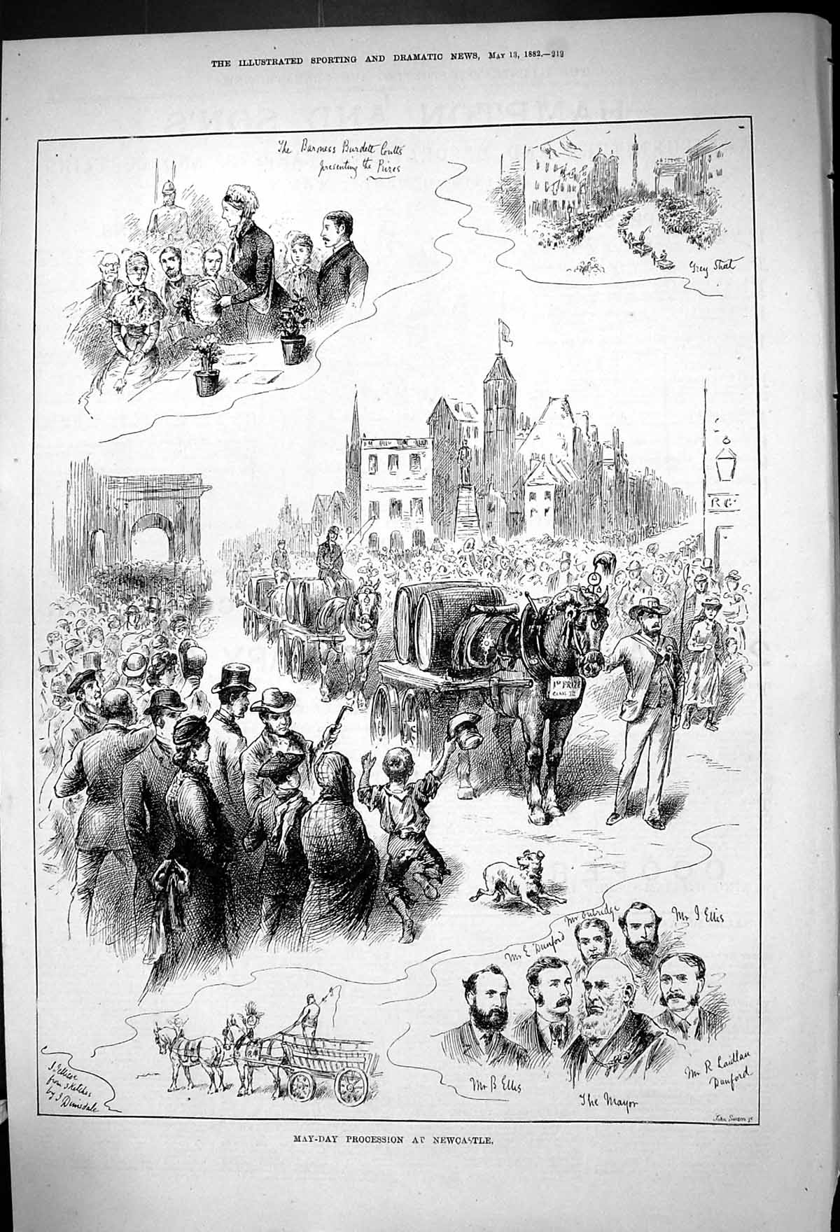 Old 1882 May Day Procession Newcastle Ellis Dunford Mayor Laidlaw Bur Victorian
