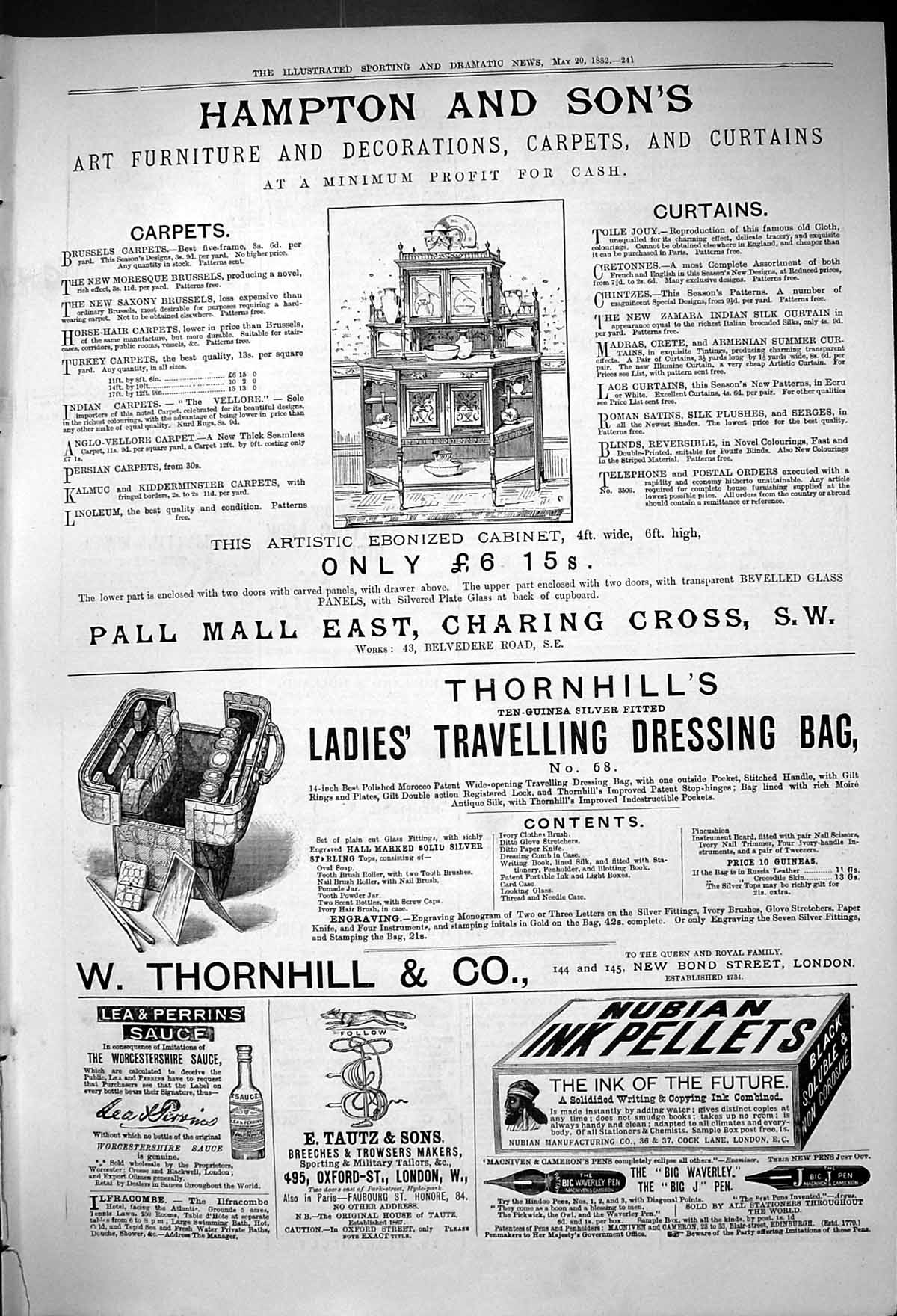 Antique Print 1882 Advertisement Hampton Court Thornhill Nubian Ink Pellets