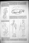 Original Old Antique Print Theatre Captious Critic Sketches Orchestra 1882 19th
