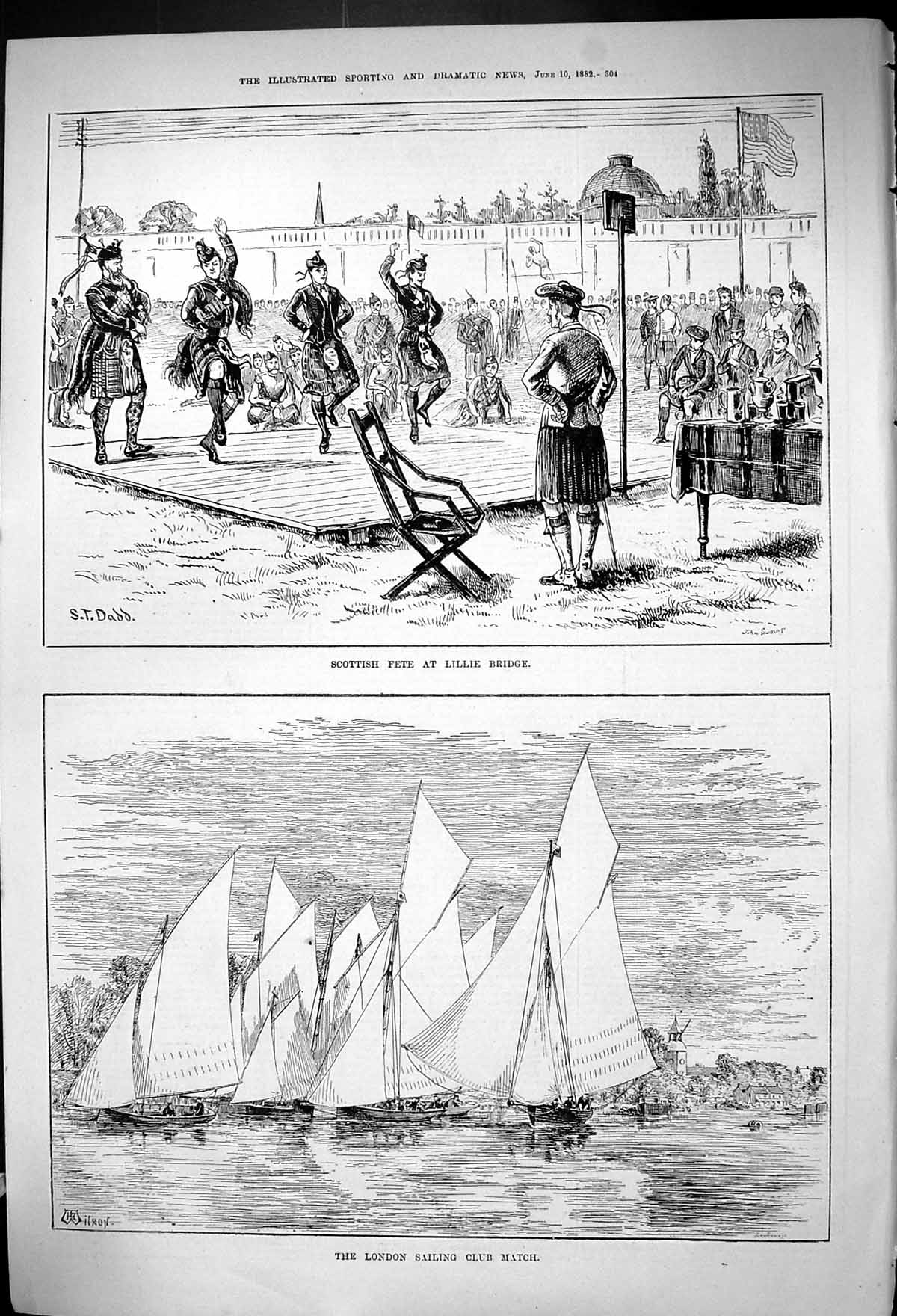 Old 1882 Scottish Fete Lillie Bridge London Sailing Club Match Sport Victorian