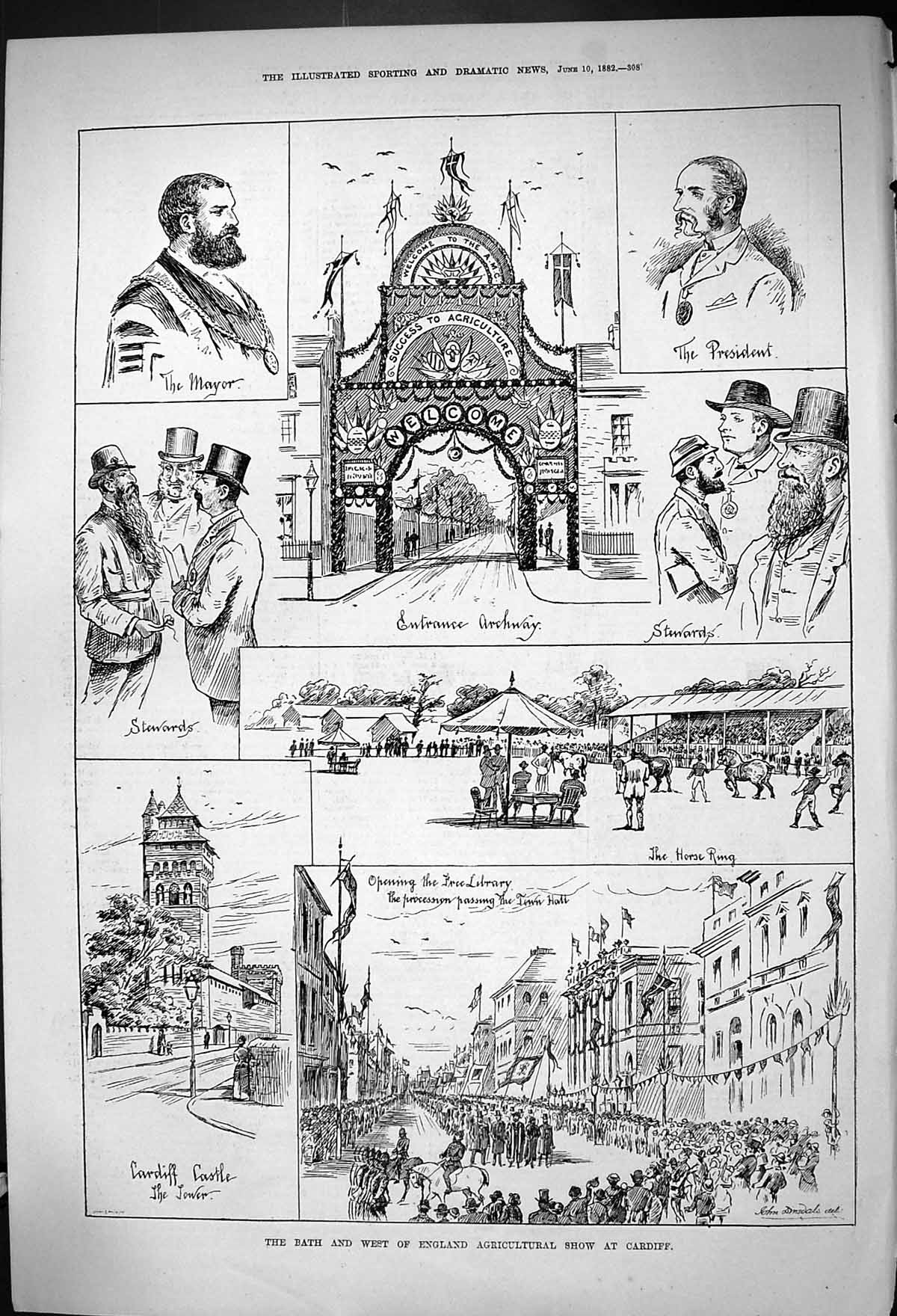 Old 1882 Bath West England Agricultural Show Cardiff Mayor Horse Ring Victorian
