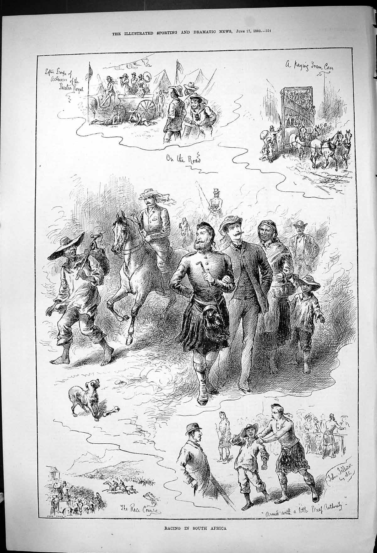 Original Old Antique Print 1882 Horse Racing South Africa Sport Scottish Siers