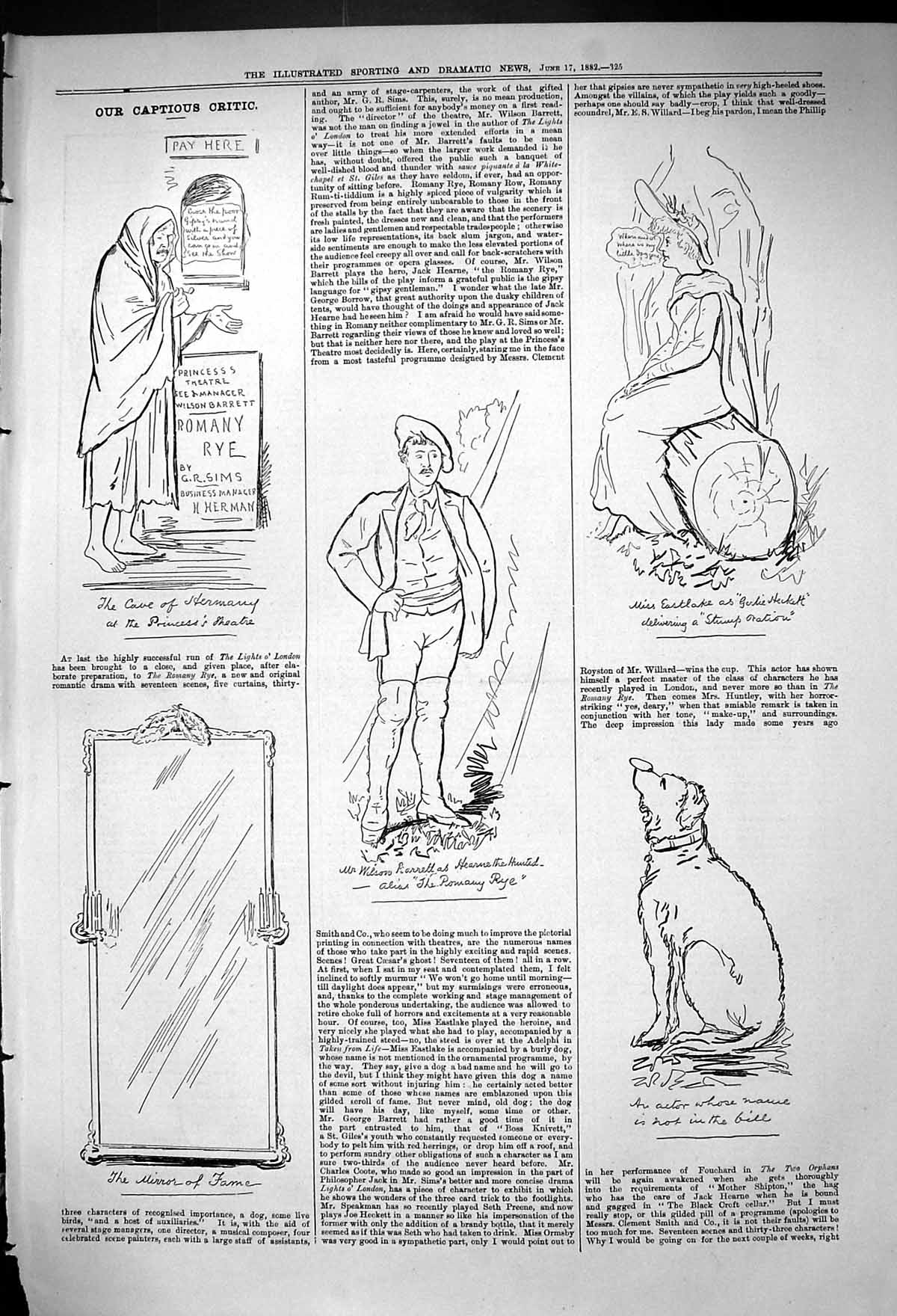 Old Princess'S Theatre Captious Critic 1882 Mirror Fame Wilson Barret Victorian