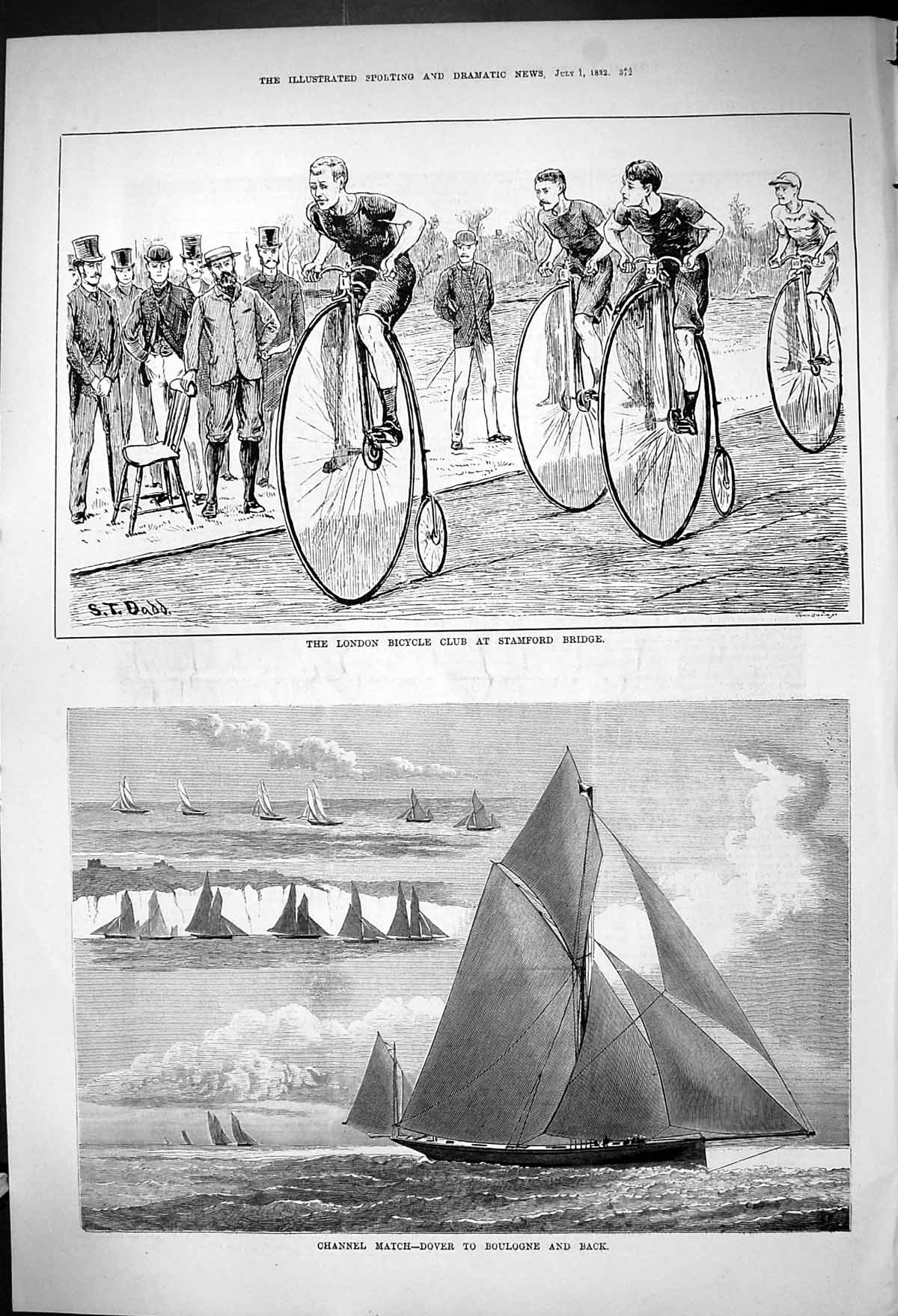 Old 1882 London Bicycle Club Stamford Bridge Channel Sailing Yacht Bo Victorian