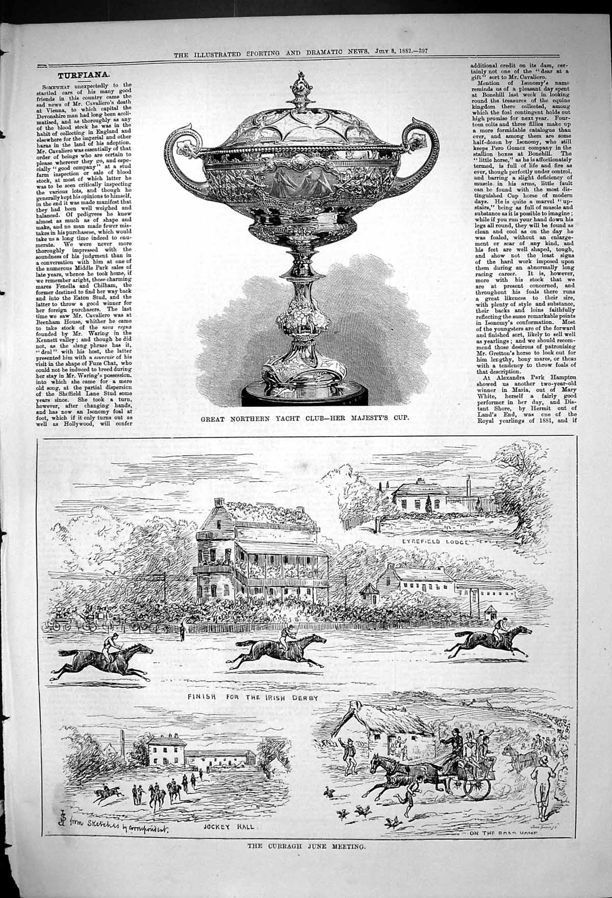 Old 1882 Great Northern Yacht Club Cup Curragh June Horse Race Meetin Victorian