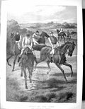 Antique Print Colour 1882 Delay At The Post Horse Racing Jockeys Sturgess 19th