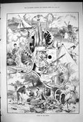 Old 1882 Leo British Lion Month Windmill Sailing Boat Picnic Summer S Victorian