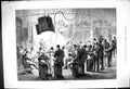 Original Old Antique Print 1882 Sketching Club Artists Painting Men Woman Model