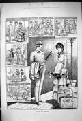 Old Antique Print 1882 Holiday Tourists Railway Train Station Passengers 19th