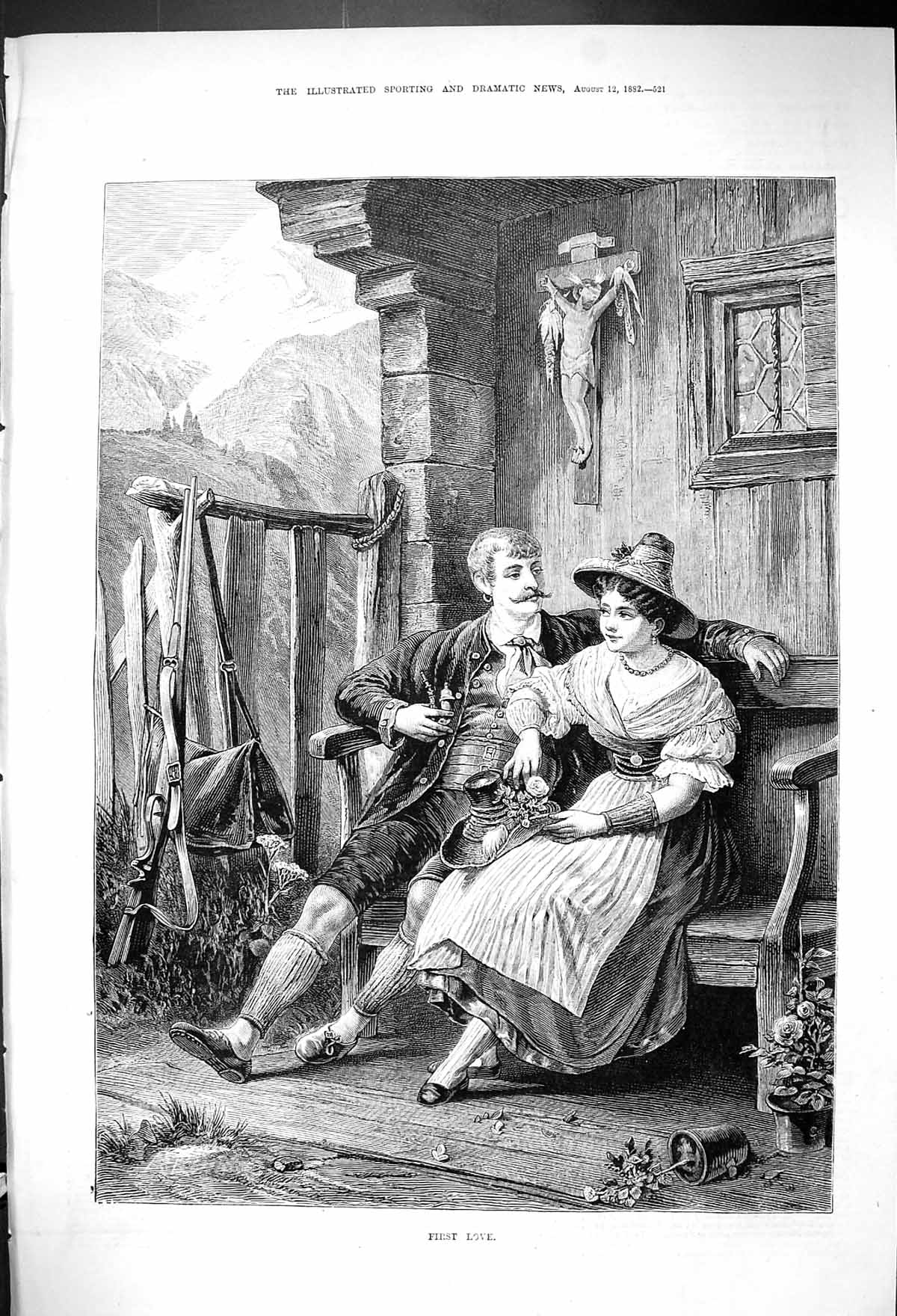 Old 1882 First Love Man Woman Romance Mountains Cabin Sitting On The Victorian