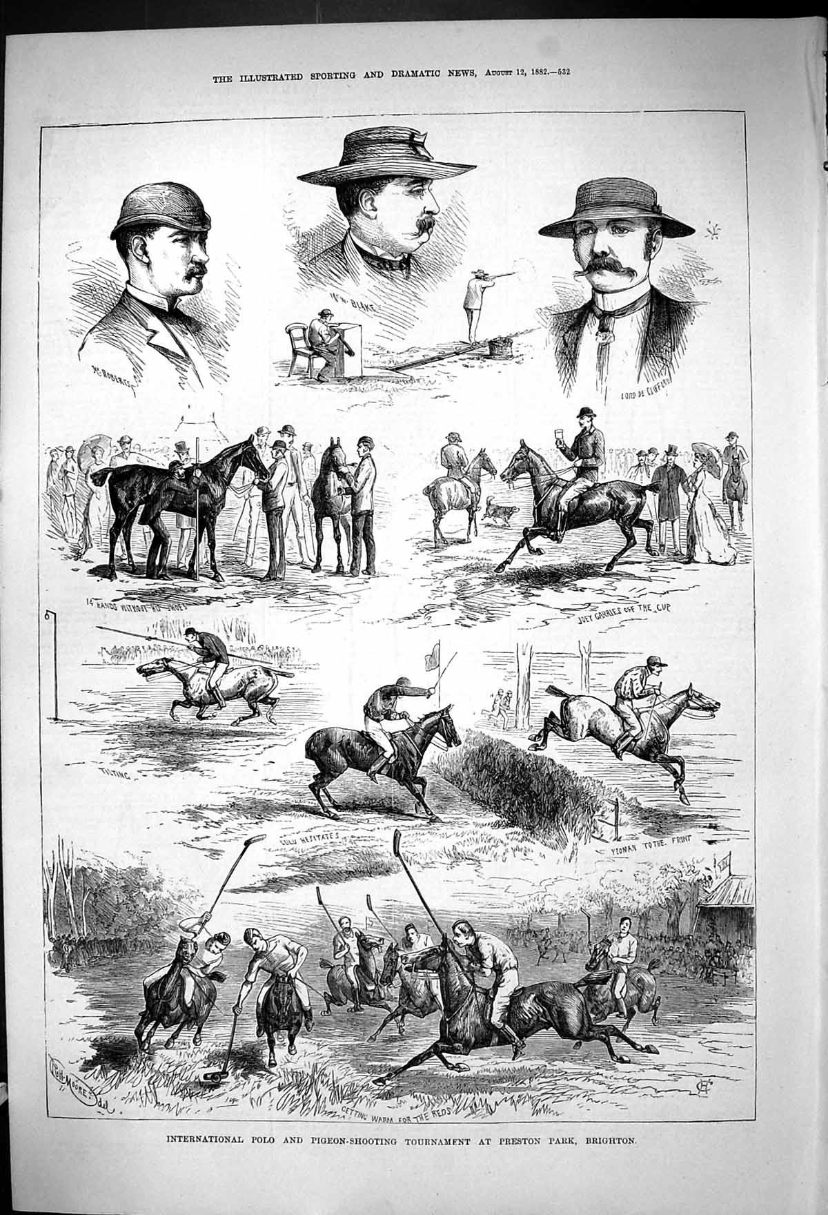 Old 1882 Polo Pigeon Shooting Tournament Preston Brighton Roberts Bla Victorian