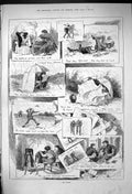 Old Antique Print 1882 On Tour Artists Highlands Stormy Weather Umbrella 19th