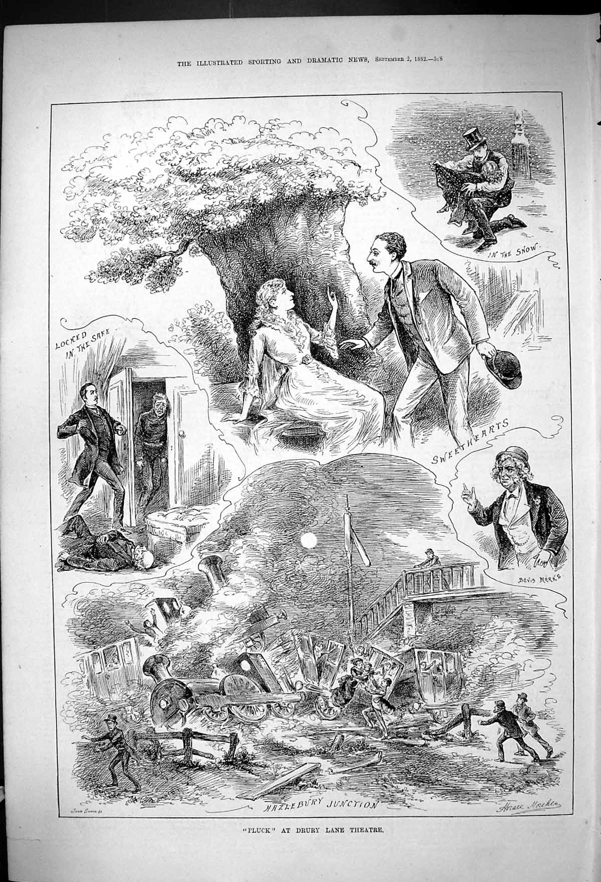 Old 1882 Pluck Drury Lane Theatre Hazlebury Junction Bevis Marks Acto Victorian