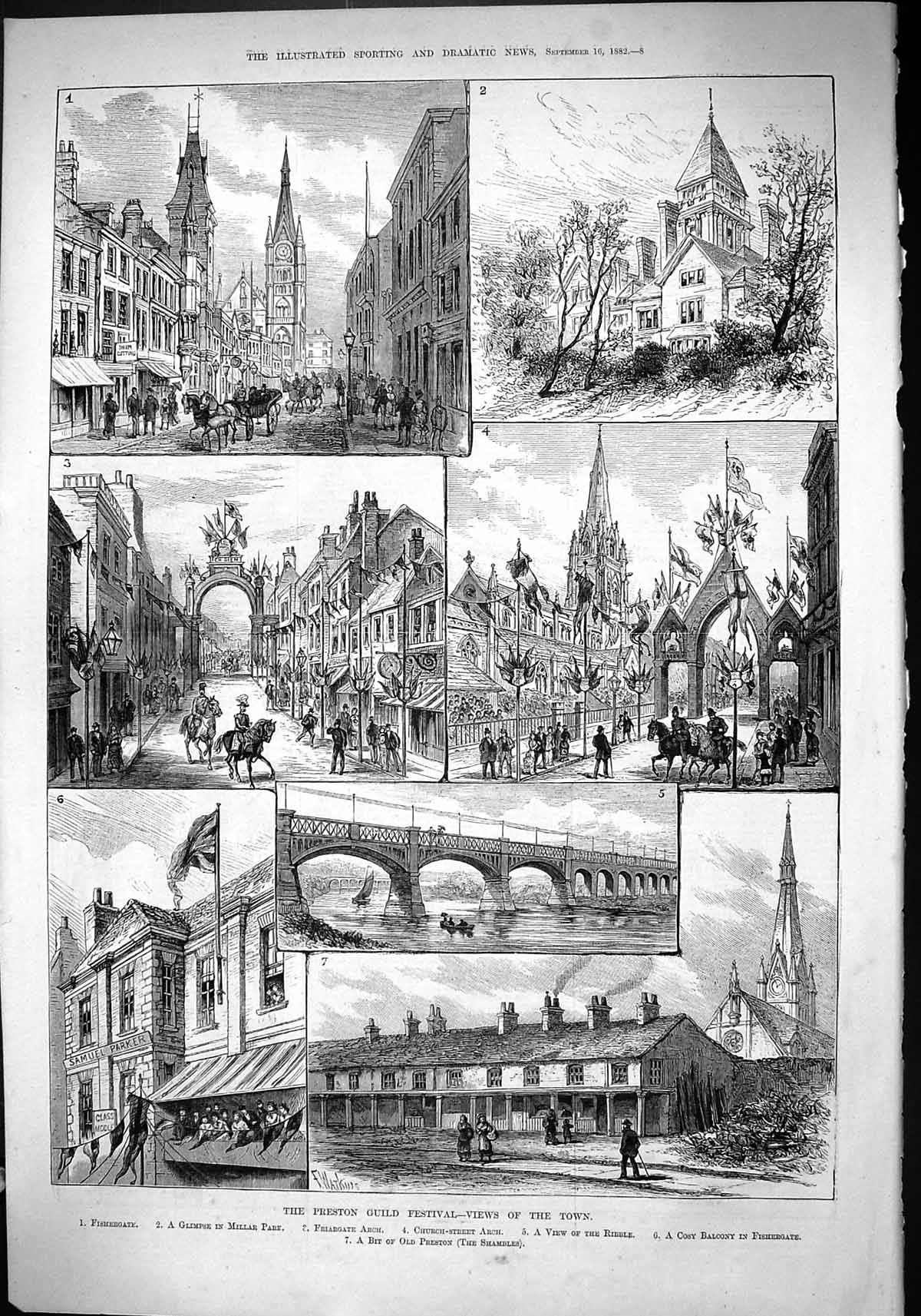 Old 1882 Preston Guild Festival Fishergate Millar Park Ribble Friarga Victorian