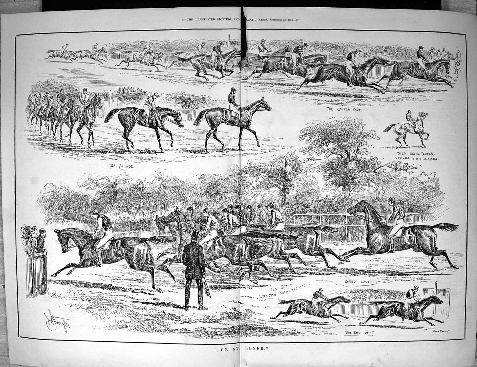 Old 1882 St. Leger Horse Racing Sport Romeo Dutch Oven Parade Jockeys 0 19th
