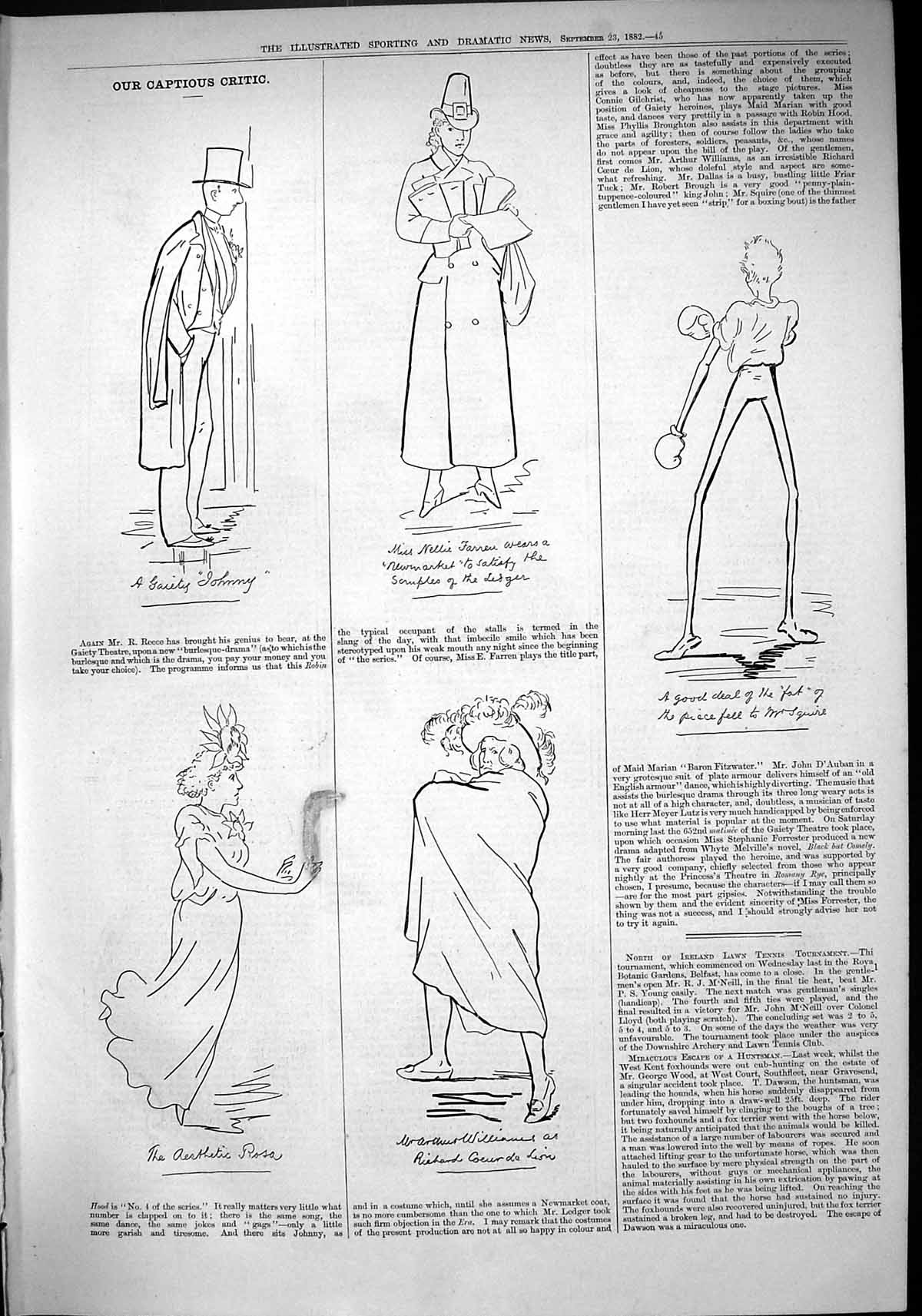 Old 1882 Captious Critic Gaiety Theatre Johnny Nellie Farreu Arthur W Victorian