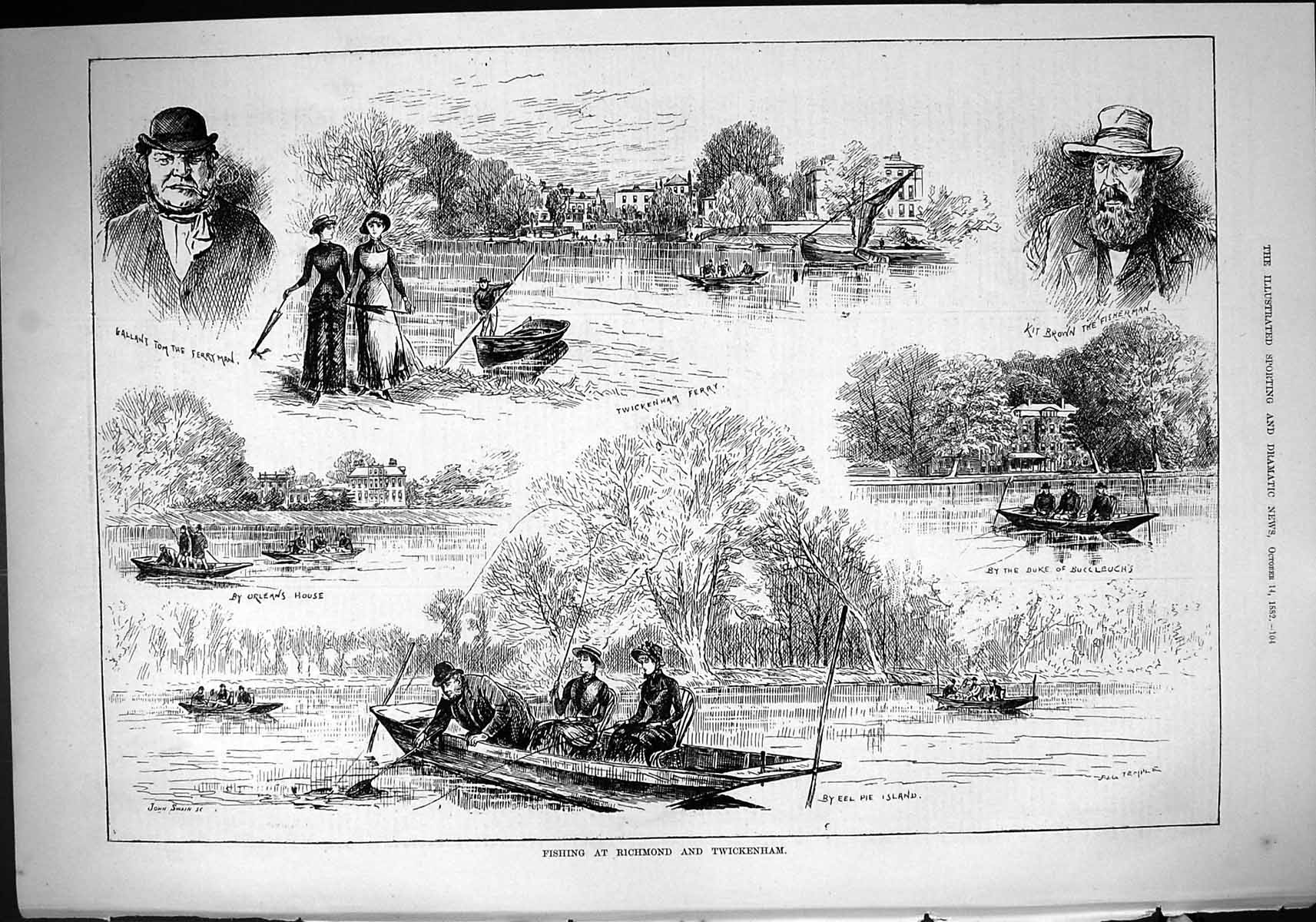 Old Sport 1882 Fishing Richmond Twickenham Tom Ferryman Kit Brown Fis Victorian