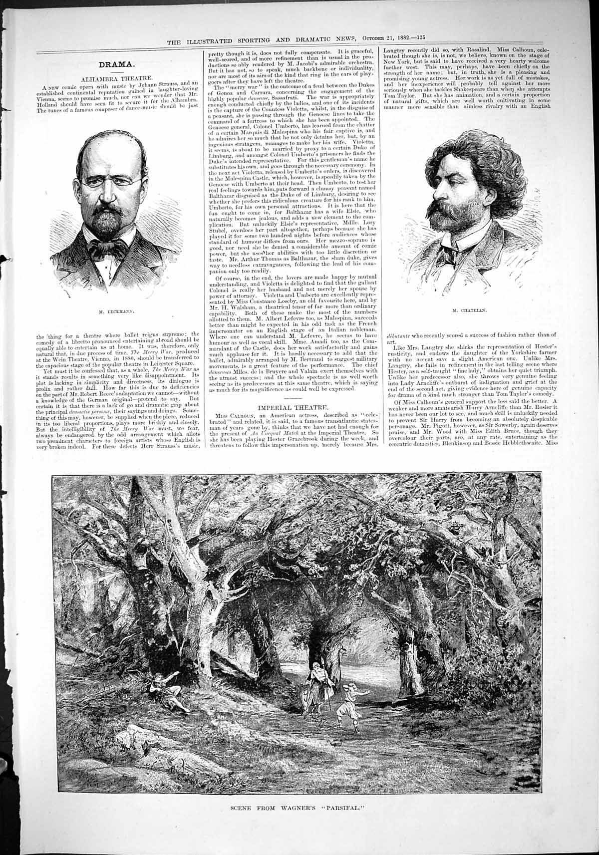 Old 1882 Scene Wagner Parsifal Theatre Opera Comique Erckmann Chatria Victorian