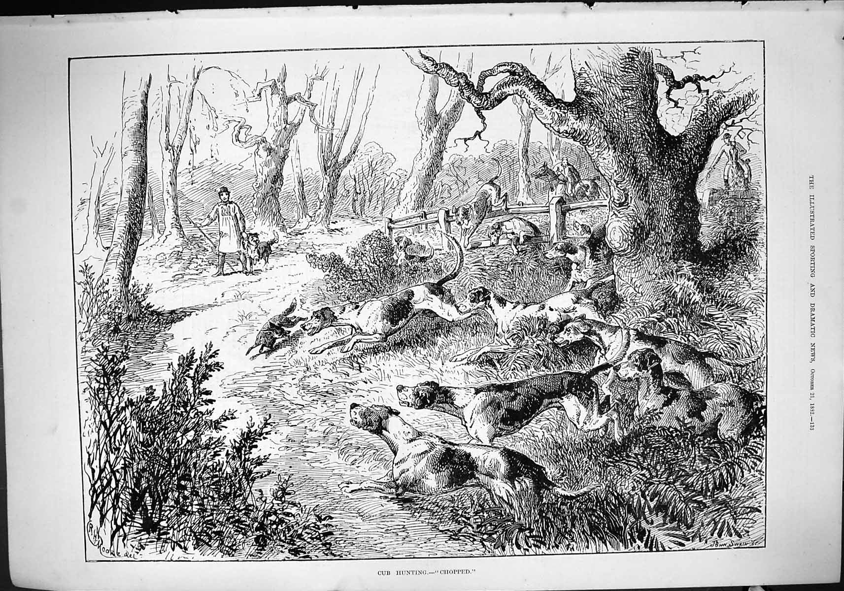 Old Sport 1882 Fox Cub Hunting Hounds Dogs Shepherd Sheep-Dog John Sw Victorian