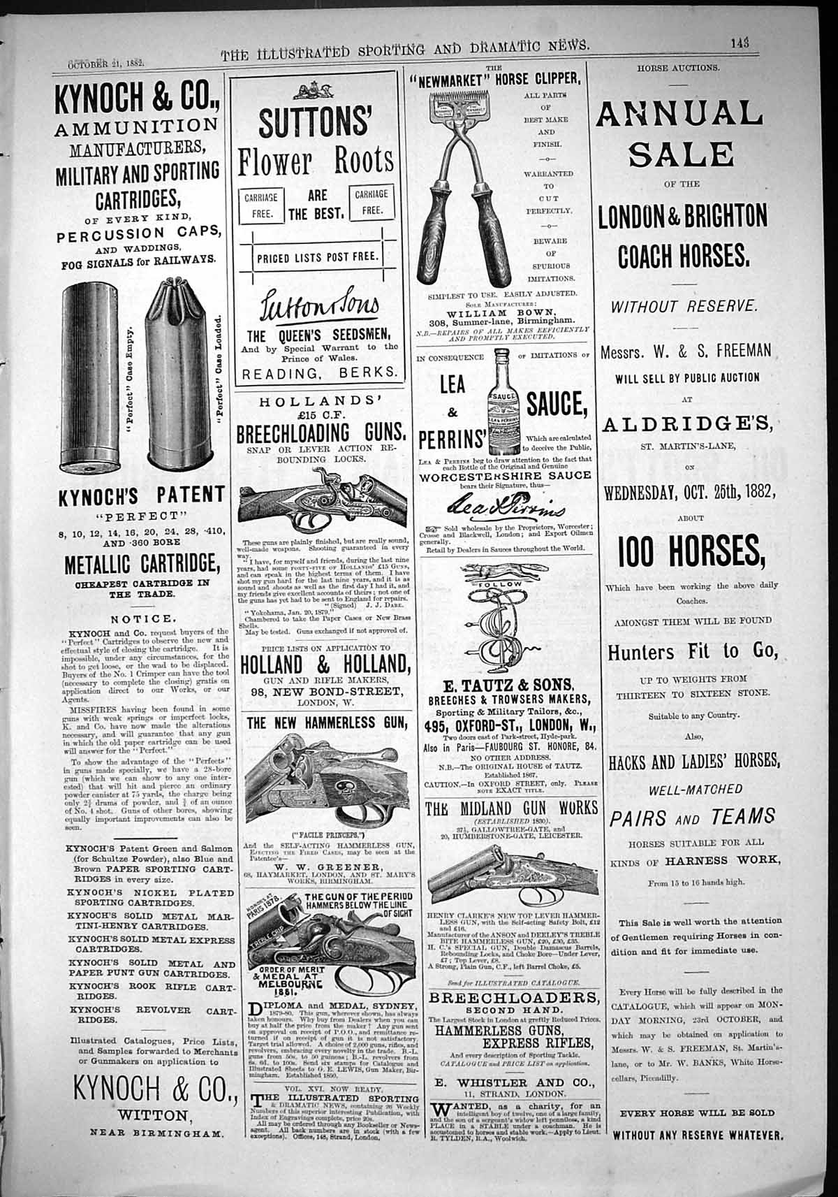 Old 1882 Kynoch Suttons Seeds Midland Gun Works Freeman Auction Sale Victorian