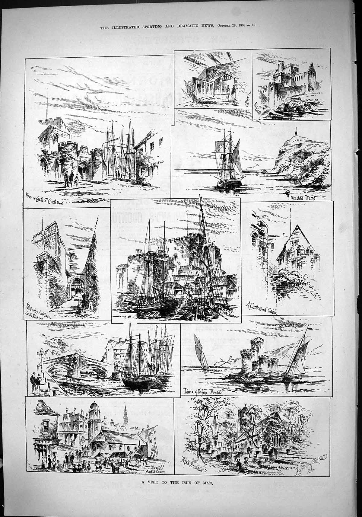 Old 1882 Isle Man Castle Castletown Rushen Ship Tower Douglas Bradda Victorian