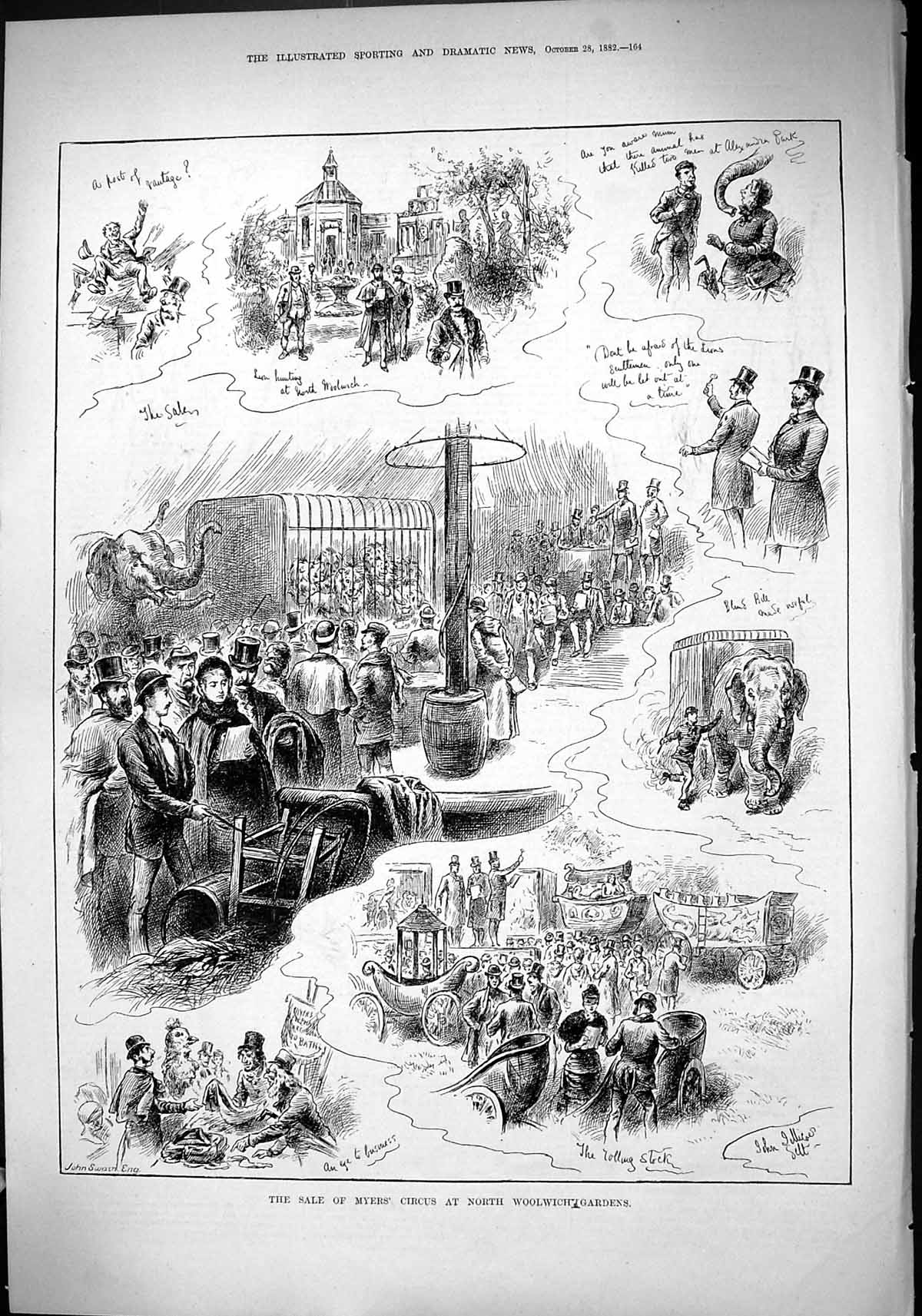 Old 1882 Sale Myers Circus North Woolwich Gardens Elephant Lions John Victorian