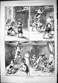 Old Antique Print 1882 Fishing Expedition Hounds Dogs Stealing Fish Shelf 19th