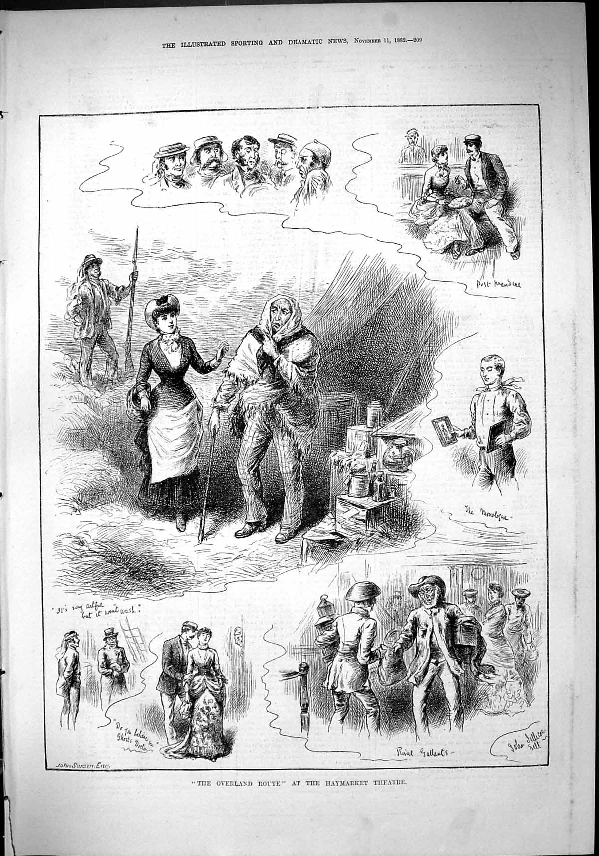 Old 1882 Overland Route Haymarket Theatre Actors Entertainment John S Victorian