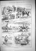 Antique Old Print Sport 1882 Fox Hunting Horses Hunting Hounds Dogs Huntsmen