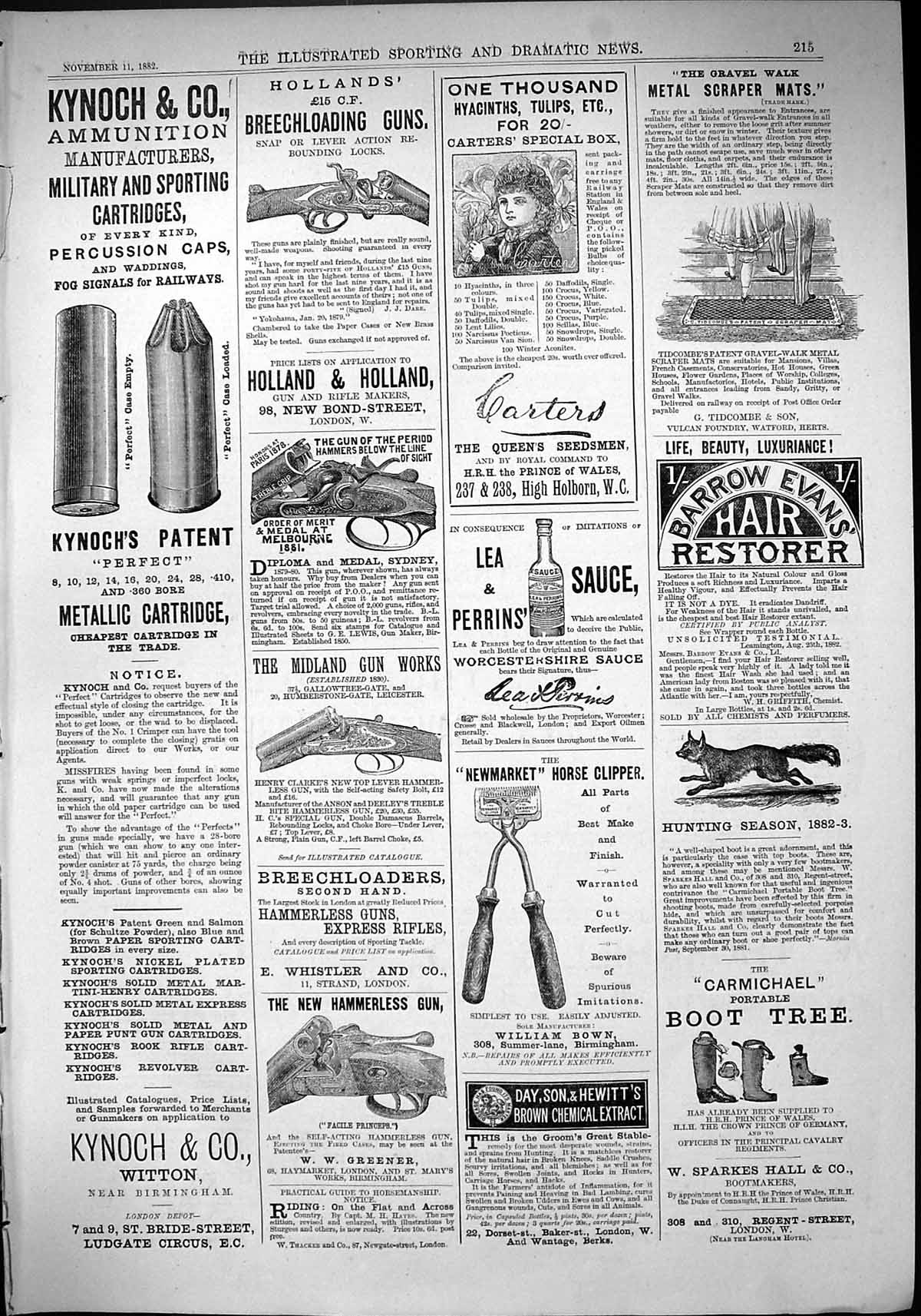 Old 1882 Kynoch Witton Carters Seeds Hollan Guns Carmichael Boot Tree Victorian
