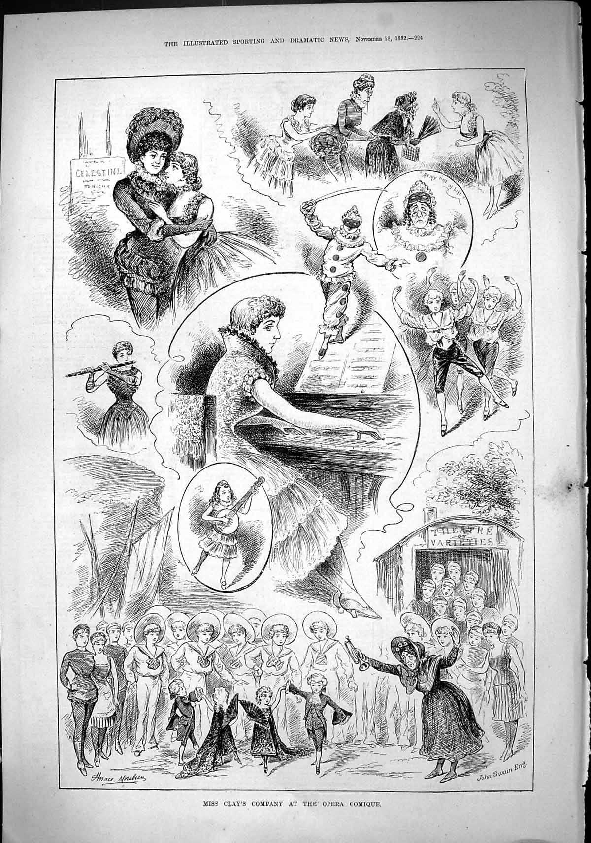 Old 1882 Miss Clay Company Opera Comique Actors Theatre Entertainment Victorian